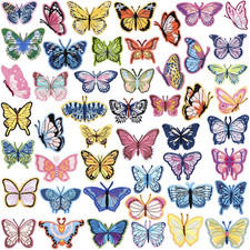 48 Pcs Butterfly Bulk Iron on Patches Embroidered Sew Applique Repair Patch Butt