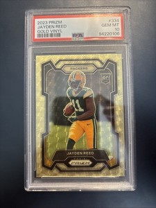 2023 PRIZM Jayden Reed Gold Vinyl Rookie PRIZM 1/5 PSA 10 Packers #334 GEM MINT