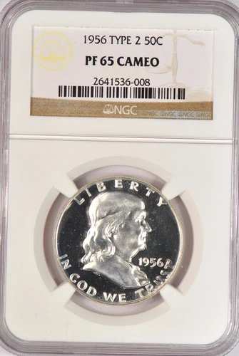 1956 Franklin Half Dollar Proof NGC PF 65 CAMEO PR 65 CAM Old Holder Silver Coin
