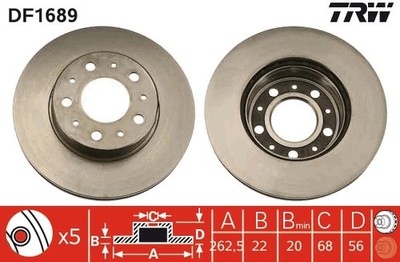 TRW DF1689 Brake Disc for Volvo