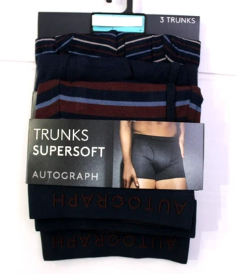 MARKS & SPENCER M&S Mens Autograph 3 Pack Cotton Modal Lycra Flexifit Trunks Underwear ~ Medium