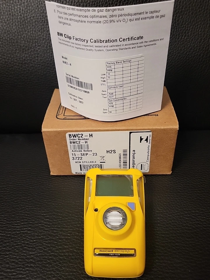 Monitor de CO de gas único Honeywell BW Clip BWC2-M activo probado encendido 6 meses para usar Foto 2 de 4