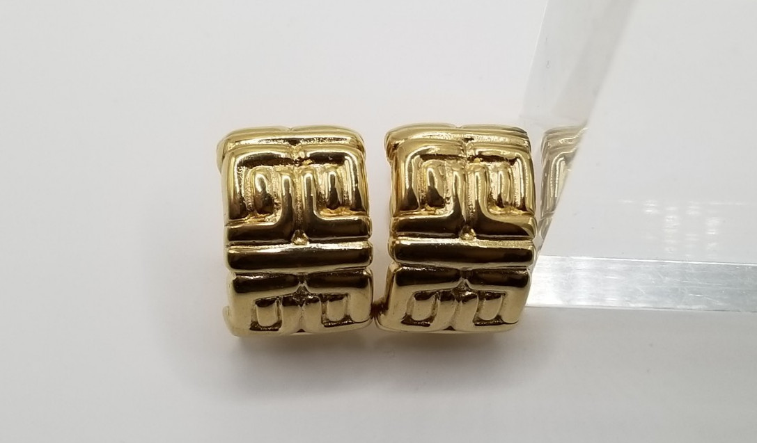 Vintage Givenchy Paris New York Logo Hoop Gold Tone Clip on Earrings thumbnail 5