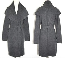 Tahari Pure Luxe 100% Cashmere Belted 36" Long Sweater Coat / Coatigan Grey S, M