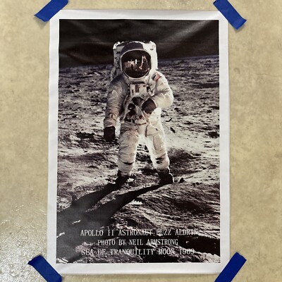Apollo 11 Astronaut Moon 1969 Buzz Aldrin Poster Print   Canvas Wall Art 12x18