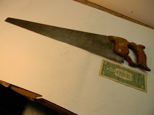 Vintage Disston saw, 1876-1877, 21 in. long, 9 tpi, classic carpentry