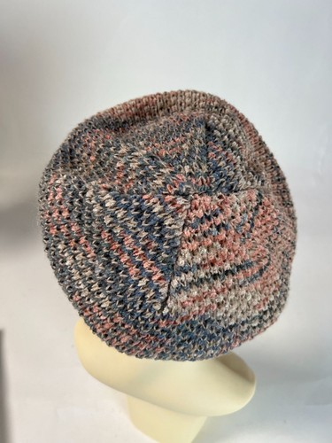 Vintage Hansen Wool & Acrylic One Size Beret In Pink & Gray Stripes Made in USA - Picture 12 of 16