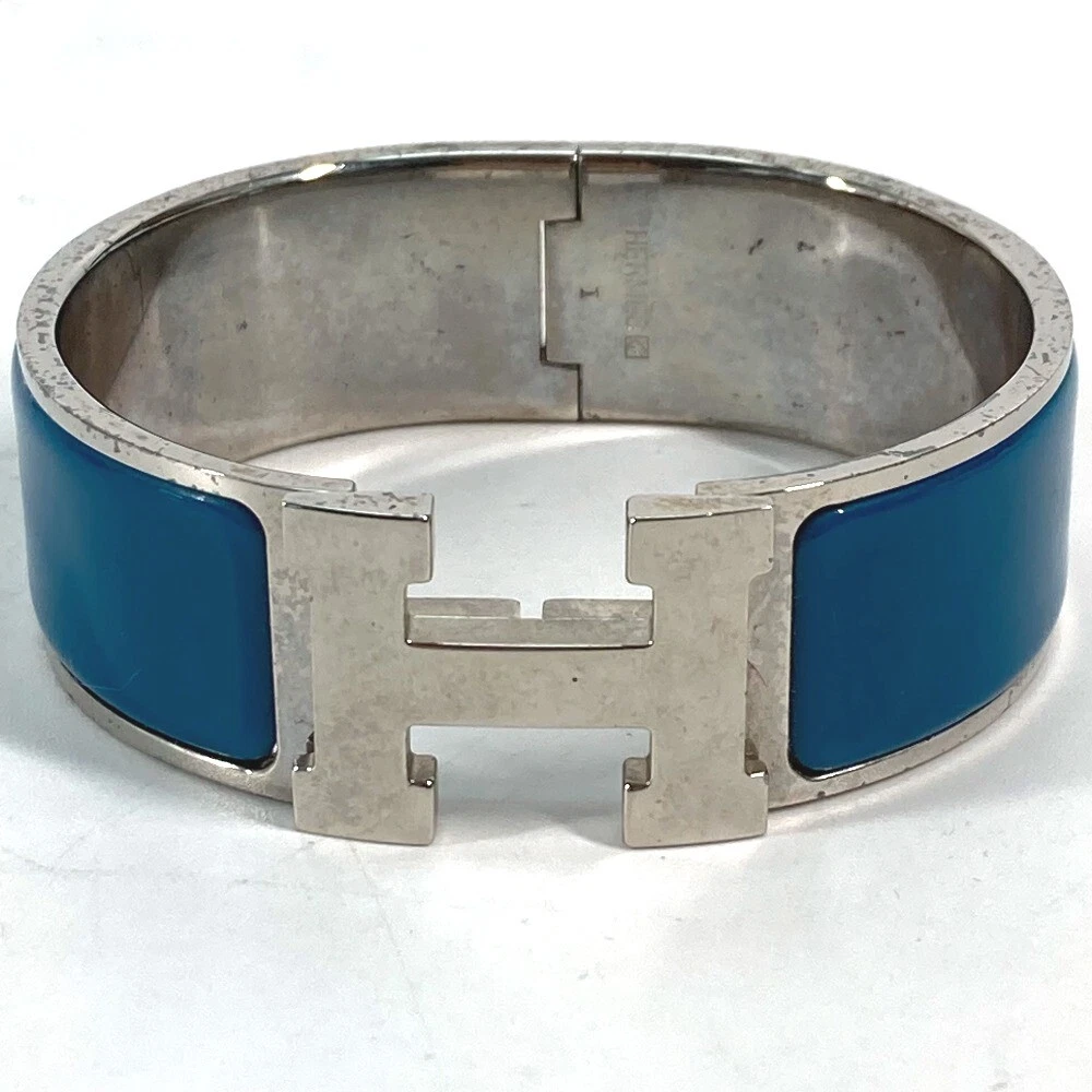 HERMÈS Bracciale Accessorio HERMES Click crack GM Bracciale Metallo Blu Argento