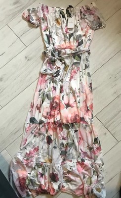 lipsy bridal petite diamanté bardot maxi dress