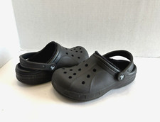 Crocs Baya Clogs Shoes Unisex Black Faux Fur Lined Slip On Sz Men's 5 Women's 7