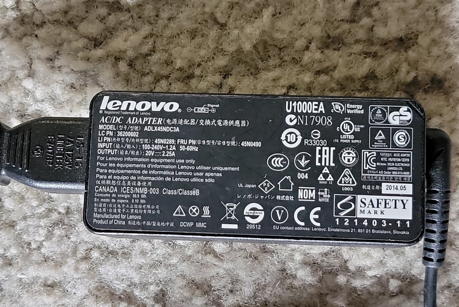 Genuine Lenovo AC/DC Adapter Model : ADLX45NDC3A Output 20V 2.25A | eBay