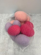 12 Flocked Easter eggs holiday decor tiered tray pinks and purple 2.5" and 1.5"