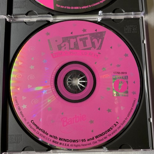Lot Of 3 Barbie CD ROM Vtg Fashion Designer Party Print Play Pet Rescue 97-2000 - Picture 13 of 13