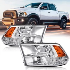 For 09-18 Dodge Ram 1500/2500/3500 Quad Chrome Headlights Parking Signal Lamps