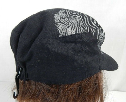 D&Y Black Kissing Zebra Print Cadet Hat Baseball Cap One Size Fits Most - Picture 4 of 5