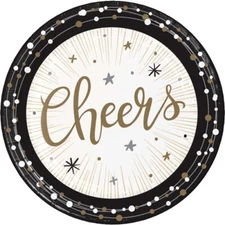New Years Shimmer 7-inch Plates Paper 8 Per Pack Premium Strength Tableware