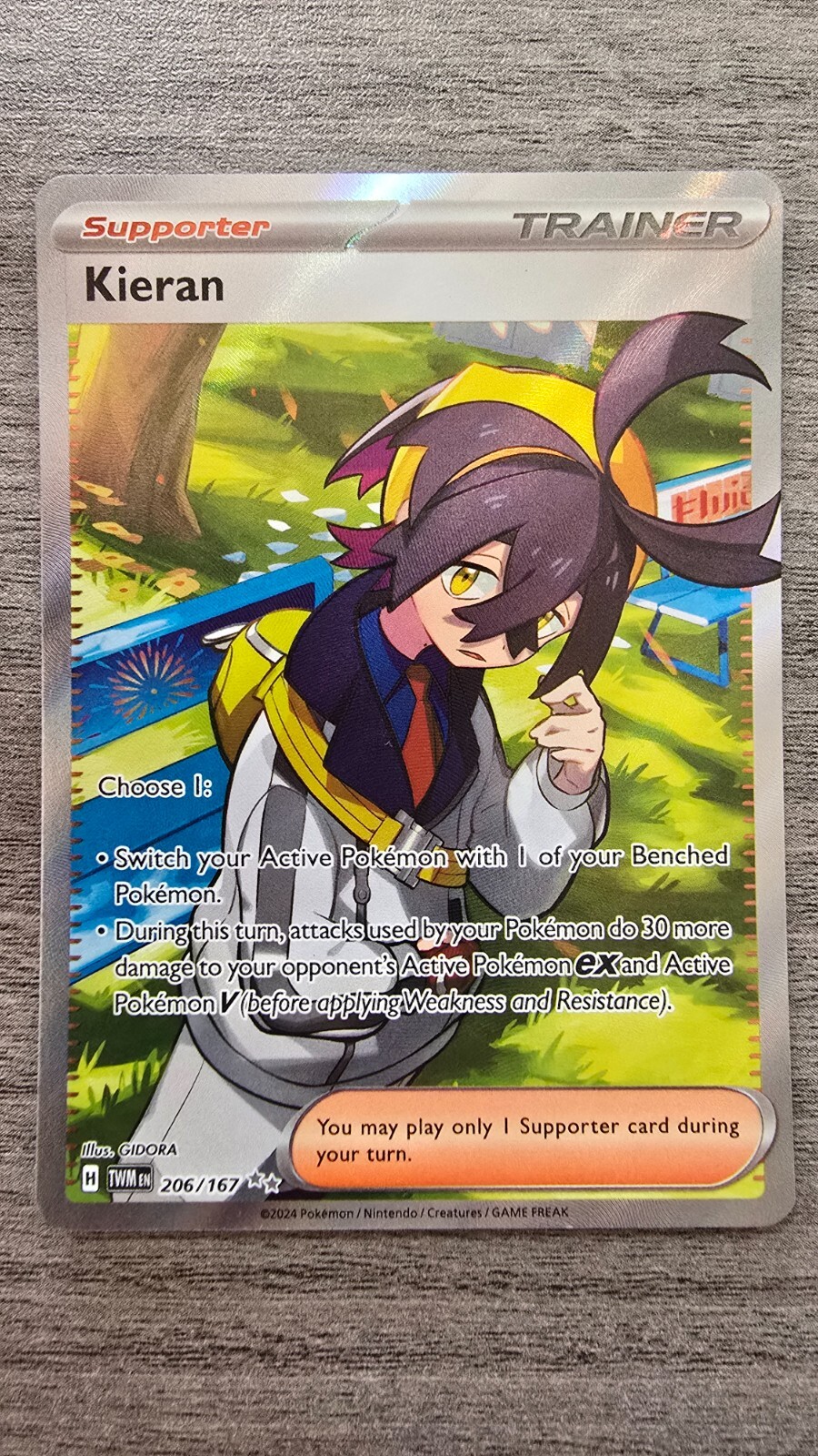 Kieran (Ultra Rare) #206/167 Twilight Masquerade Pokemon Near Mint