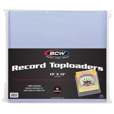 Pack of 5 BCW 33RPM 12 Inch LP Vinyl Record Album Clear Plastic 11mm Toploaders