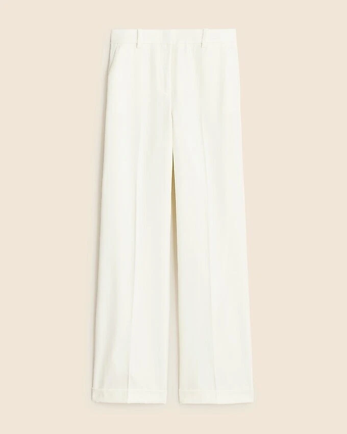 Pantalón Pantalón J.Crew Puño Pierna Ancha Mezcla Lana Blanco Talla T6 Nuevo con Etiquetas