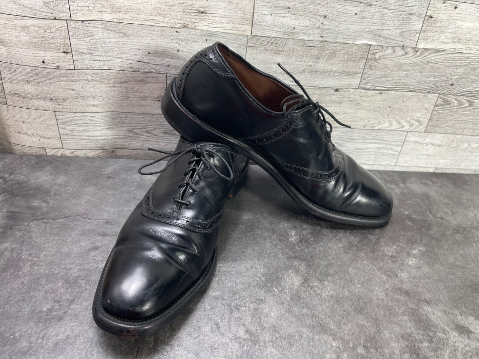 SAOLA Scarpe da uomo Allen Edmonds Oxford 9 5 AA 2A Polo Derby nere in pelle con lacci eleganti