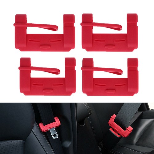 Cubierta con clip de hebilla de cinturón de seguridad de coche roja silicona antiarañazos accesorios - Imagen 3 de 14