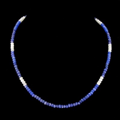 Saphir & weiss Jade Halskette Damen Kette elegant Collier Rondelle Bailysbeads 
