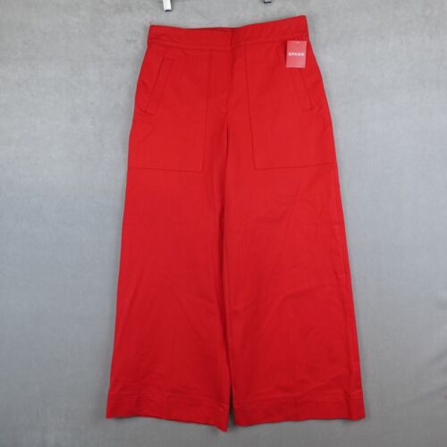 NWT SPANX Pants On the Go Wide Leg Womens Size M High Rise Crop Pull On Red New