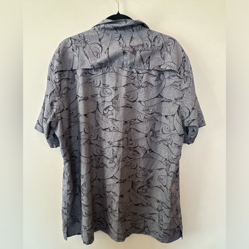 Croft & Barrow Button Up Shirt Men's XL Gray Fish Trout Print Outdoor Quick Dry - Picture 3 of 12