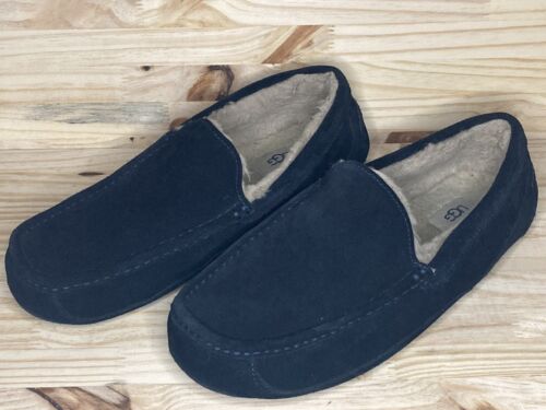 Ugg Ascot Mens 1101110 12 Black Suede Leather Comfort Slippers Shoes - Afbeelding 1 van 7