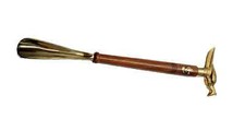 Horn Shoe Solid Brass Peacock Wooden Vintage Handmade Nautical Handle - Style