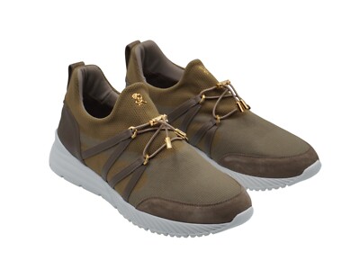NWT STEFANO RICCI Leather  Sneakers EAGLE Shoes LOGO Eu 44 Uk 10 Us 11 (RES60)