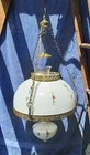 Milk Glass Hurricane Lamp Vintage Hanging Electric Light Works Hand Painted