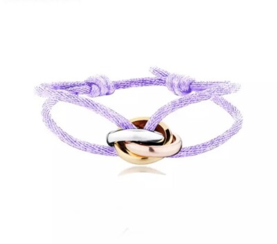 Gold infinity Light Purple Lace Ribbon Bracelet