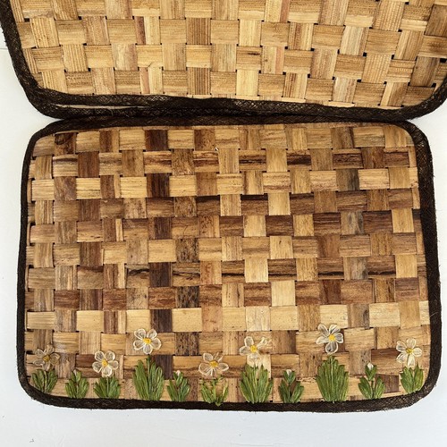 Set Of 8 Unique Hand Woven Placemats Basketweave Boho Country Farmhouse Prairie - Picture 14 of 21