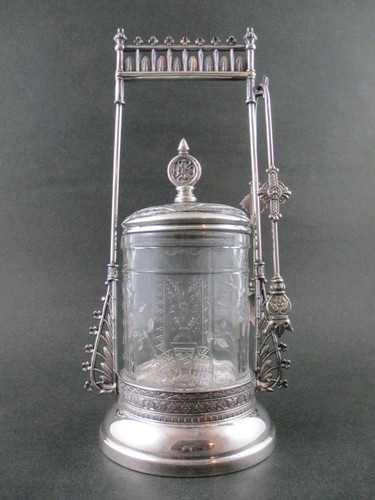 Antique PICKLE CASTOR - Original Clear EAPG "Oriental" Jar - WEBSTER #48, c.1885 - Picture 2 of 16