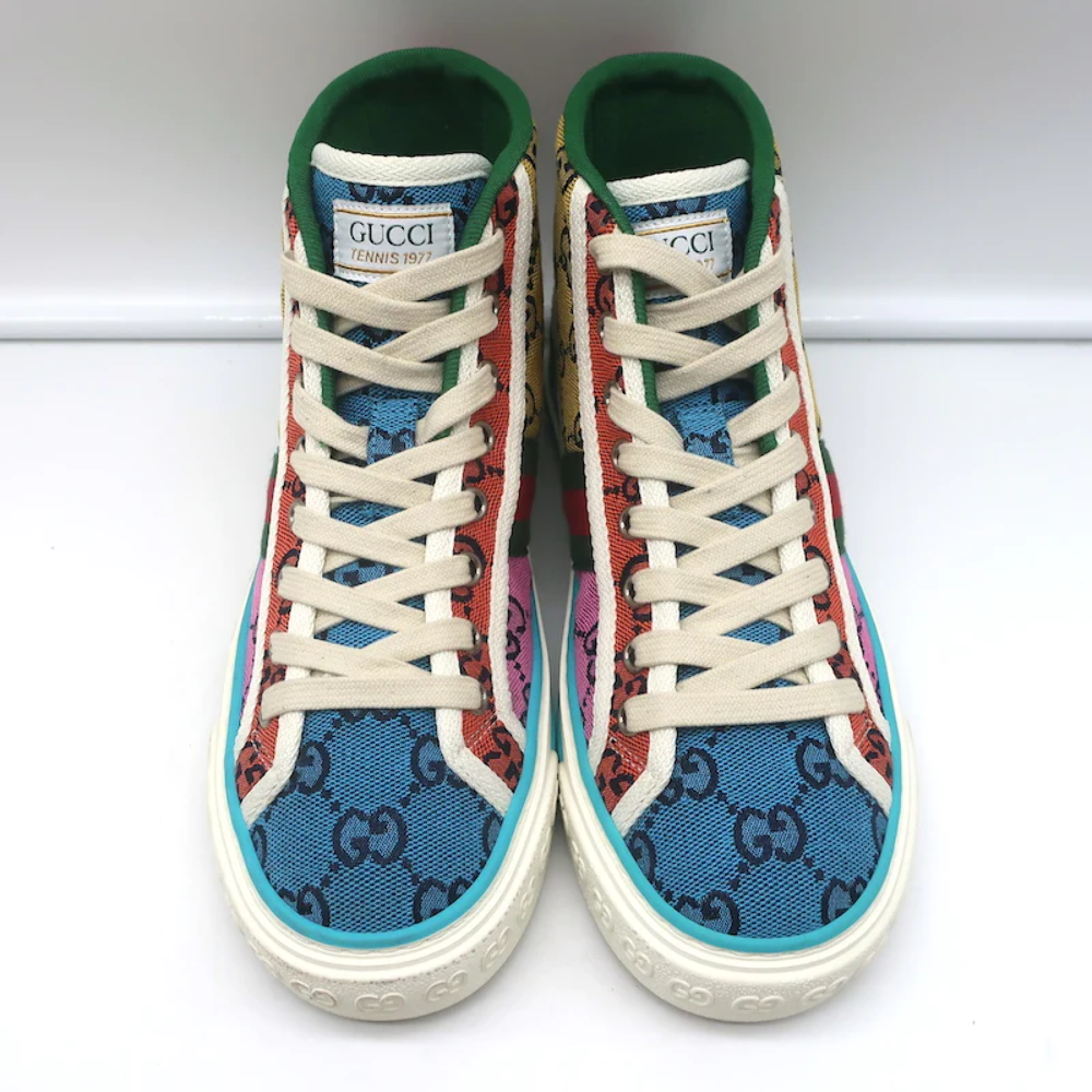 Gucci Tennis 1977 GG High Top Sneakers Multicolor Canvas