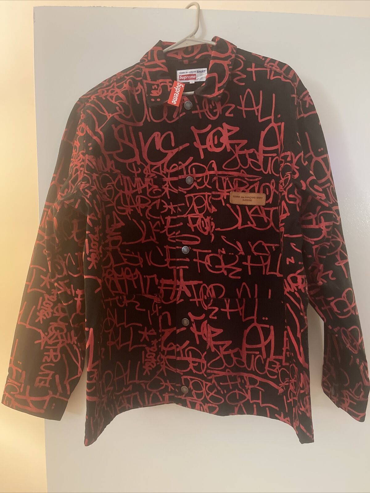 FW18 Supreme X Comme des Garcons SHIRT Printed Canvas Chore Coat LARGE