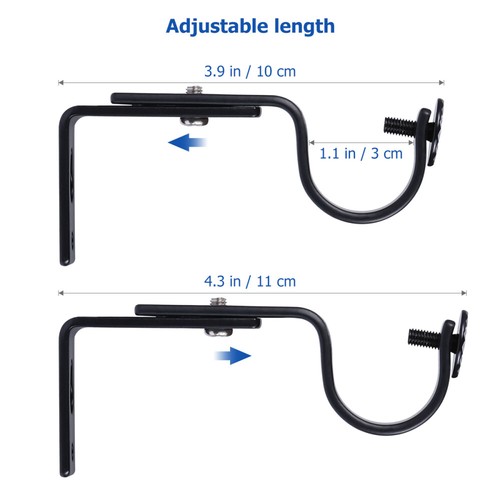 2 Stück Verstellbare Gardinenstangenhalterung Deko Eisen Wandhaken Verstellbar - Bild 2 von 9