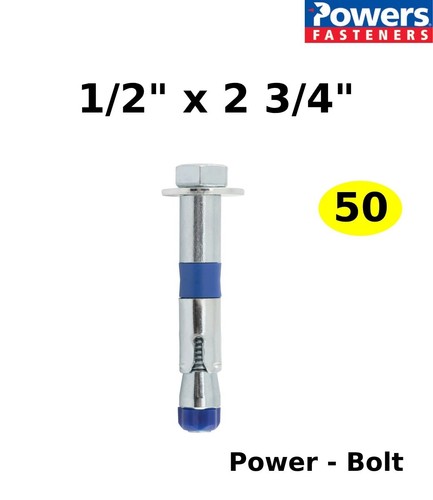 1/2" x 2-3/4" Powers Power-Bolt+ Heavy Duty Hex Head Sleeve Style Anchors, Zinc - 第 1/2 張圖片