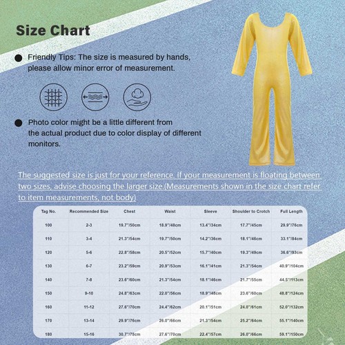 Kids Girls Unitard Party Jumpsuit Long Sleeve Bodysuit Full Body Costume Dance - Picture 19 of 78