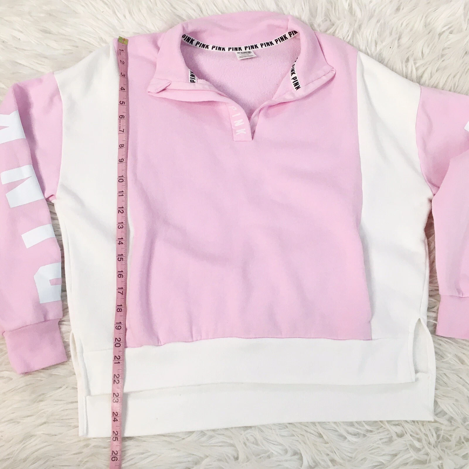 victoria-secret-vs pink white 1/4 zip sweatshirt