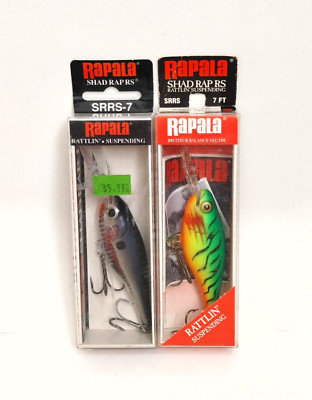 (2) Rapala Rattlin Suspending Shad Rap SRRS-7 Crankbait Fishing Lures Lot of 2
