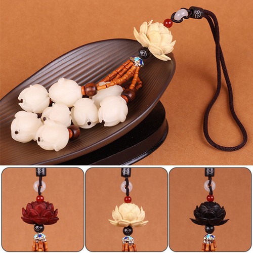 Car Pendant Interior Rear View Mirror Decor Carved Lotus Auto Accessory Hanging