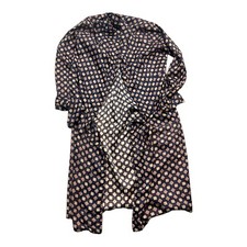 Vintage 50s Rayon Robe Pattern Navy Red Gold For Upcycle