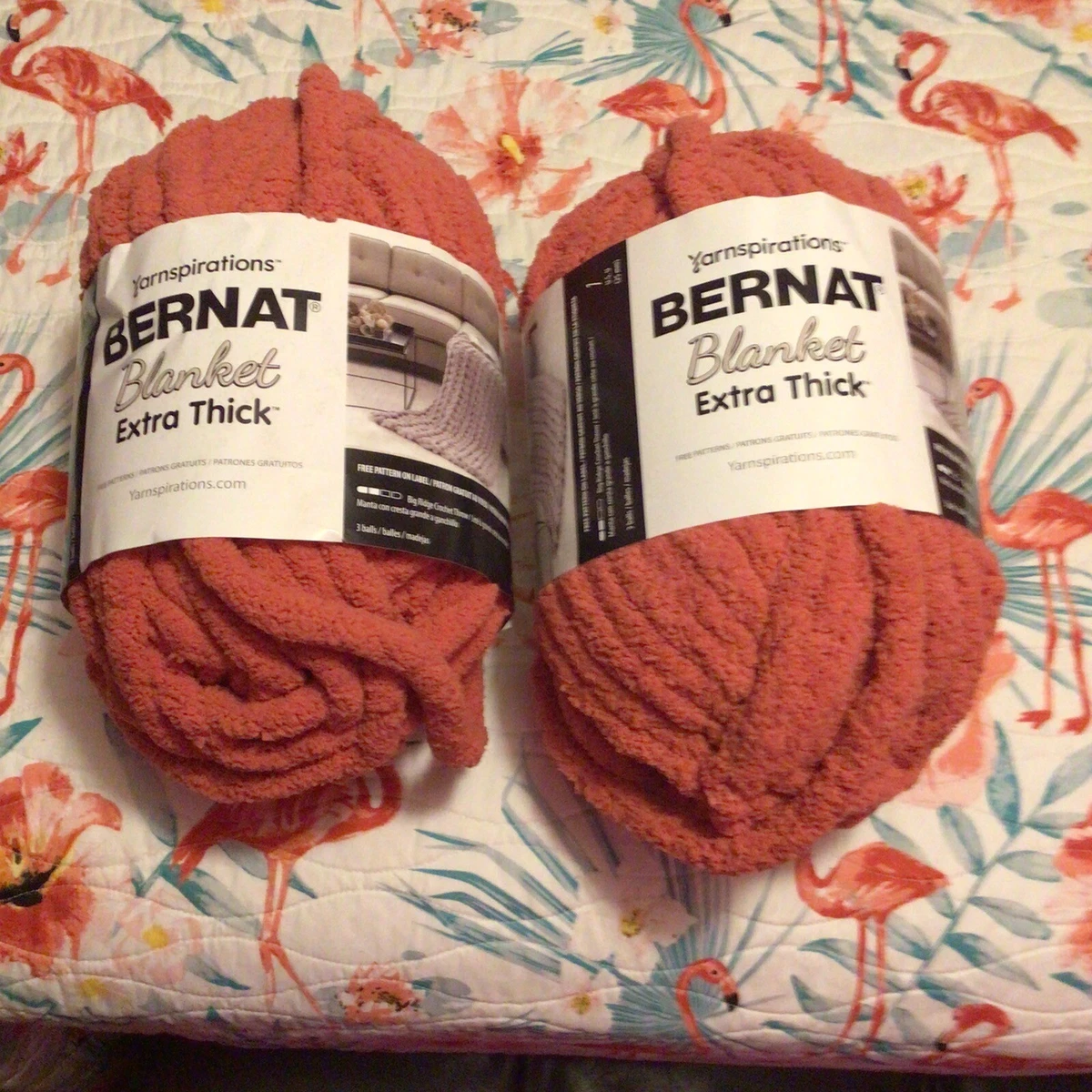 Bernat Blanket Extra Thick Yarn - Clay - Lot of 2 - 72 Yards Each