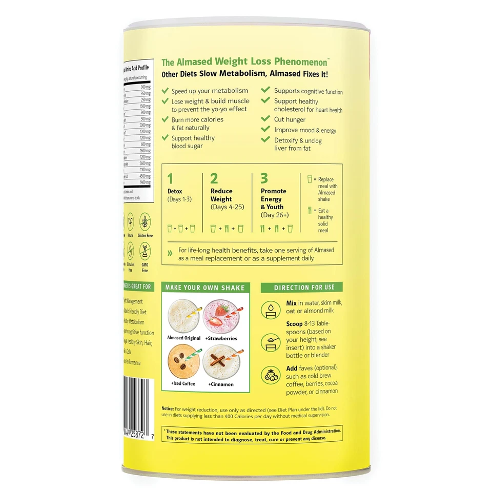 Paquete de 3 bebidas en polvo de reemplazo de comidas Almased de 17,6 onzas potenciadores del metabolismo Foto 4 de 4