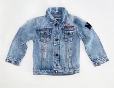 kids blue denim destroyed patched up jean jackets. size 1yrs - 11yrs