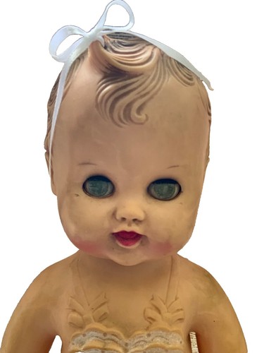 RARE! Vintage Gold Tag Sekiguchi 9” Vinyl Rubber Girl Doll Blue