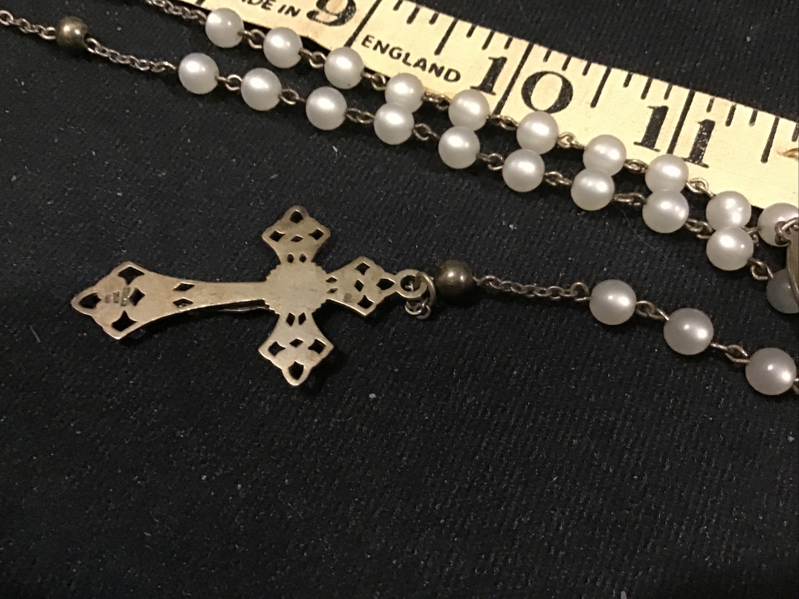 VINTAGE STERLING SILVER MOTHER OF PEARL MOP BEADS Our Lady Of Rosary ...