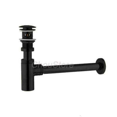 Bathroom P Trap Drain Under Sink Wall Mounted Basin Top Pop Up Waste Drain BLACK